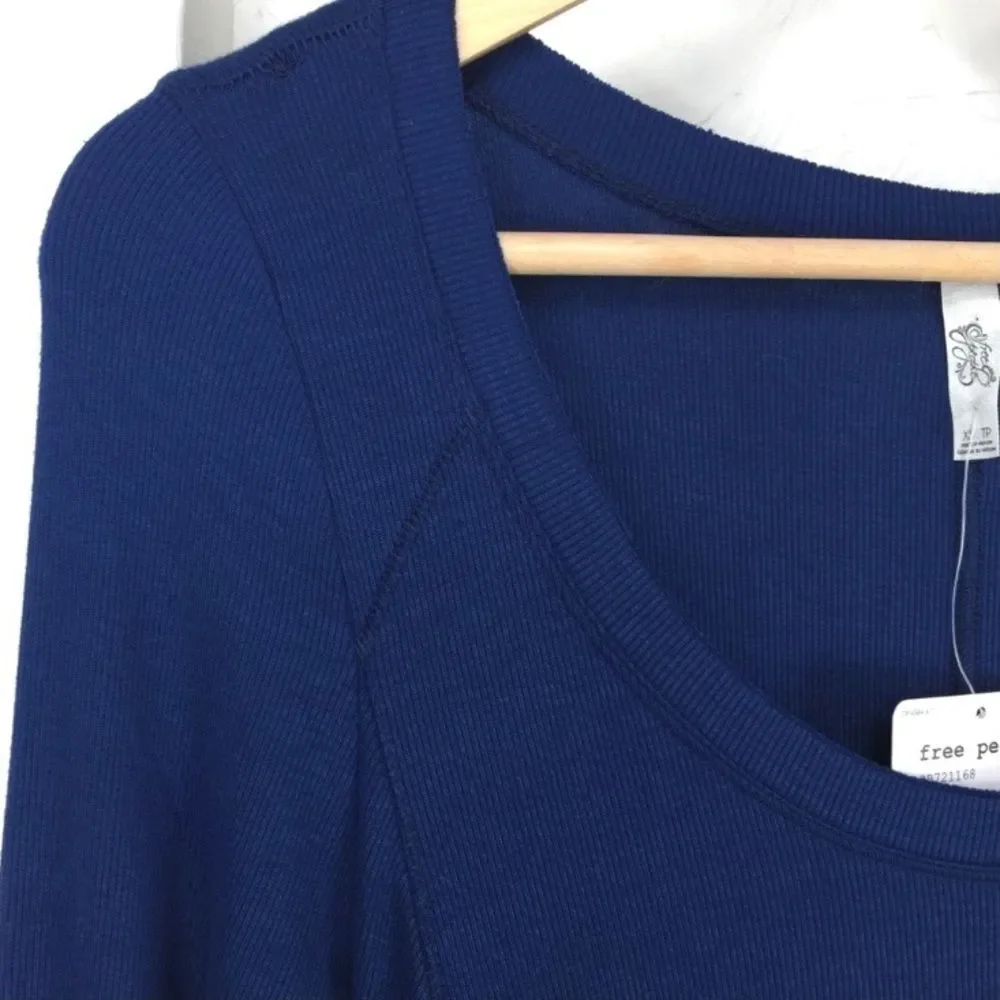 Free People Navy Swing Tunic Tee Ribbed Jersey XS
